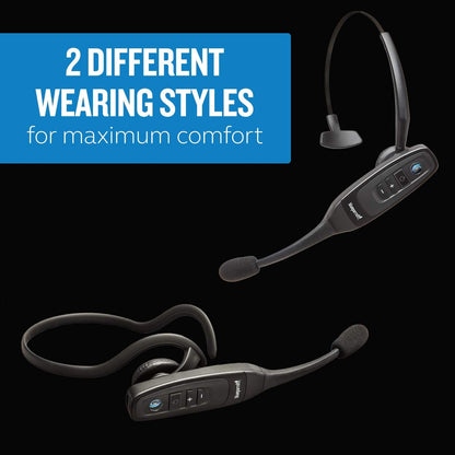 B350-XT Noise Cancelling Trucker Bluetooth Headset – Updated Design with Industry Leading Sound & Improved Comfort, Extended Wireless Range - Ideal for Anyone On-The-Go, Black