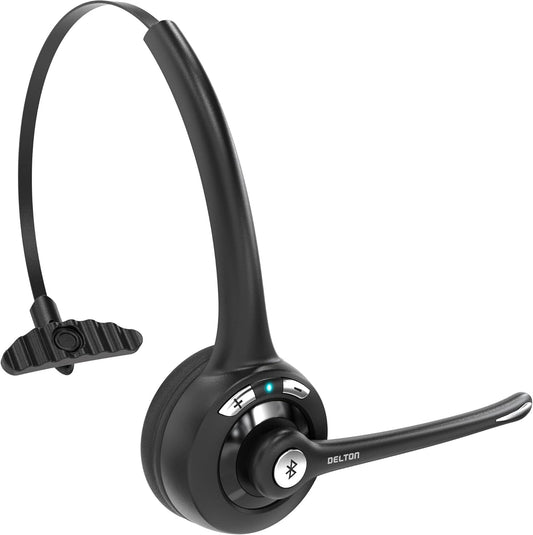 10X Bluetooth Computer Headset, Over-The-Head Single Ear Wireless Headset with Noise Canceling Mic for Computer/Laptop/Call Center/Truck Driver, Works with All Meetings Apps - Black